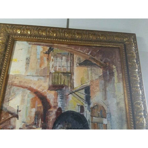 Vintage Old Man Portrait Oil Painting on Board Signed S. Vuranyi Jerusalem 21" - Picture 9 of 11